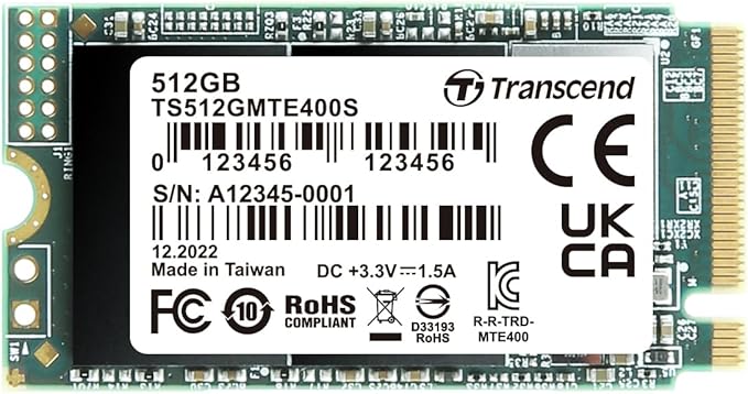 Transcend 512GB MTE400S M.2 2242 PCIe Gen3x4 SSD, Compatible by Transcend
