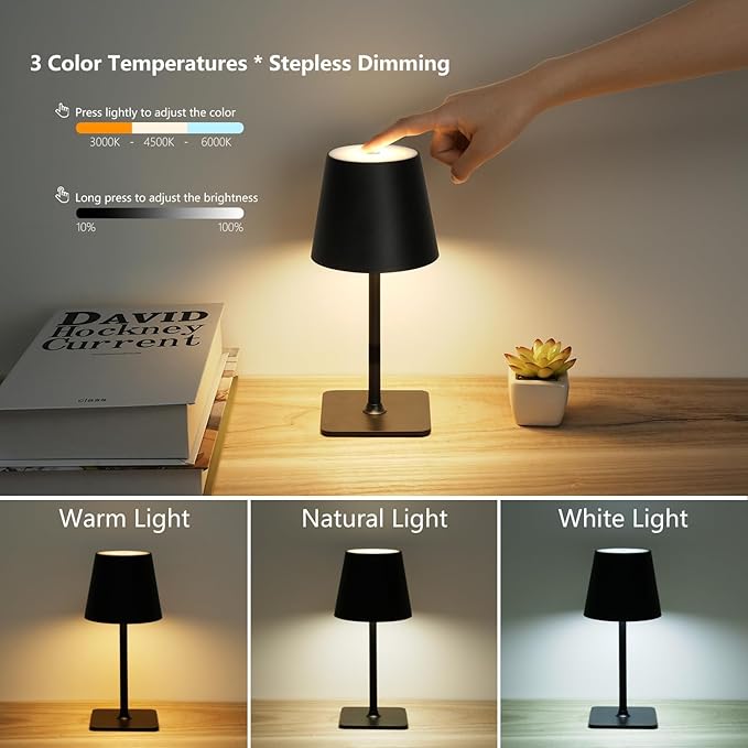 Cordless Table Lamp Rechargeable Lamps: 6000mAh Battery Operated Table Lamp - Image 6