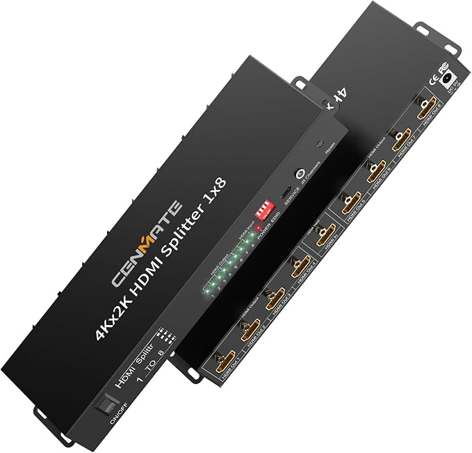 4K 1x8 HDMI Splitter 1 in 8 Out, 8 Port HDMI Splitter Support 4Kx2K@30Hz by Cenmate