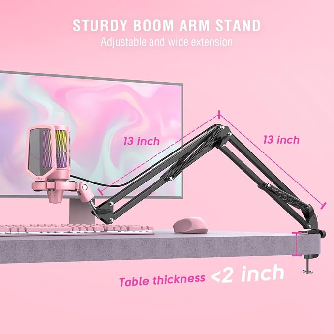 FIFINE Gaming USB Microphone Kit, PC Streaming Recording Computer RGB - Image 6