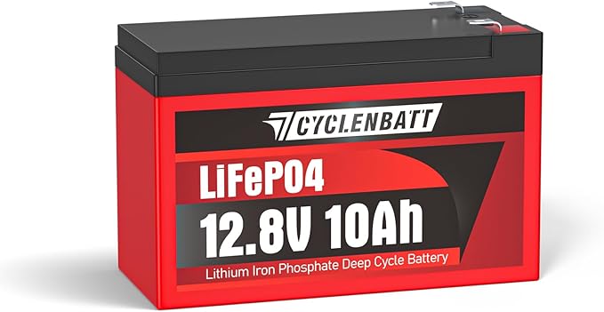 12V 10Ah Lithium Battery, 5000+ Cycles LiFePO4 12V 10Ah Battery Built-in 10A BMS by CYCLENBATT