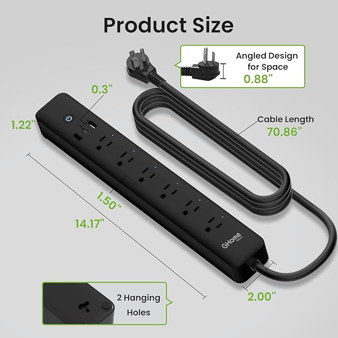 GHome Smart Power Strip 15A, 2.4G WiFi Smart plugs that work - Image 8