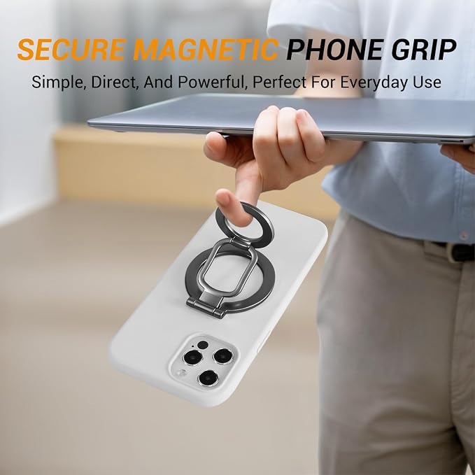 Magnetic Ring Holder Grip, Adjustable Magnet Phone Ring Stand, Strong Double - Image 7