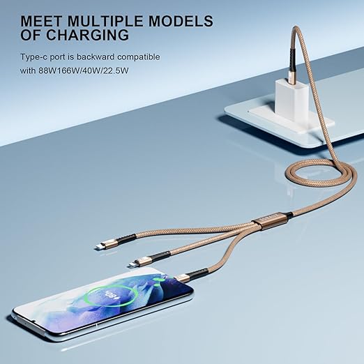 SDBAUX Multi Charging Cable 100W USB C to 3 in 1, Nylon Braided PD 27W/100W - Image 3
