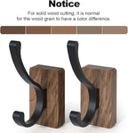 4 PCS Black Walnut Wood Wall Hooks Adhesive Mounted & Wall Mounted Rustic - Image 3