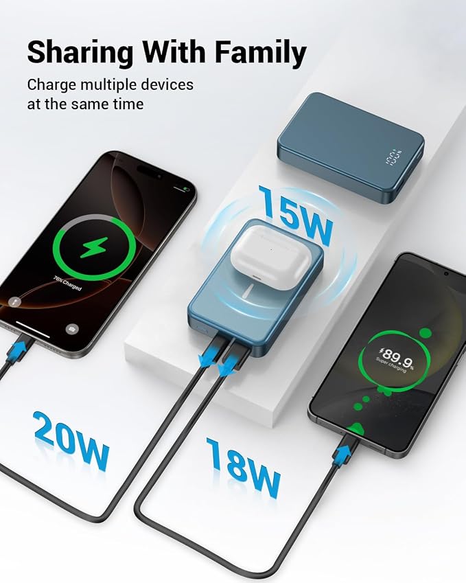 Magnetic Power Bank 26800mAh for Magsafe Portable Charger, Aluminum Alloy Large - Image 4