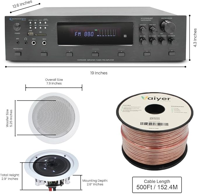 Vaiyer Home Theater System Kit, 6-Channel 6000 Watts Bluetooth Amplifier - Image 2