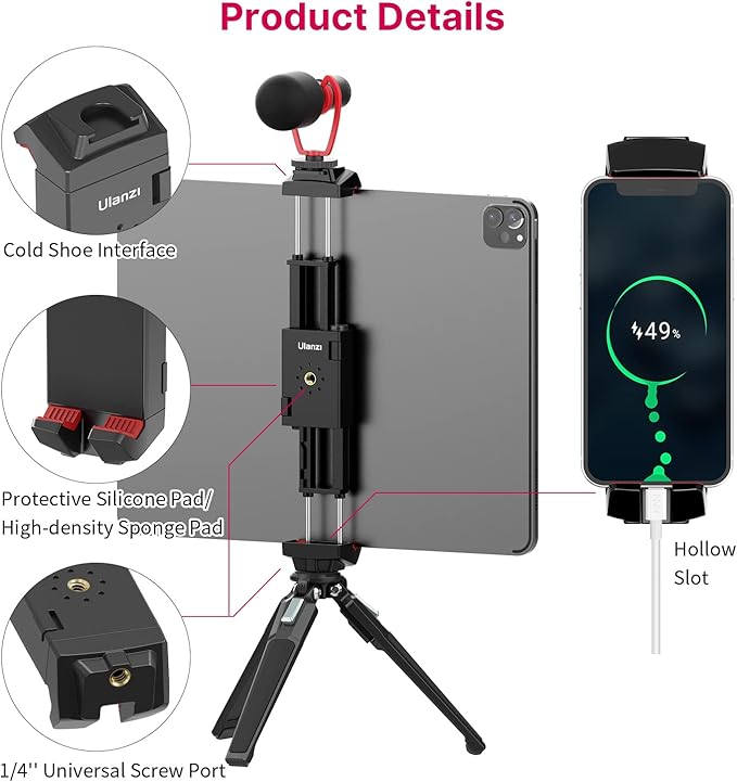 ULANZI ST-29 Phone Tripod Mount, Universal 2-in-1 Tablet Smartphone Holder - Image 3
