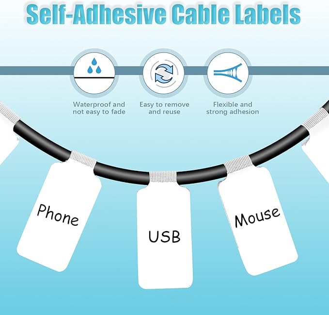 60 Pieces Self-Adhesive Cable Labels, Paste Wire Labels, Nylon Writable Cord - Image 4