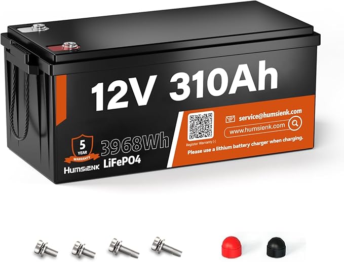 12V 310Ah LiFePO4 Lithium Battery – Max. 3968Wh Solar/RV/Off-Grid Power by HumsiENK