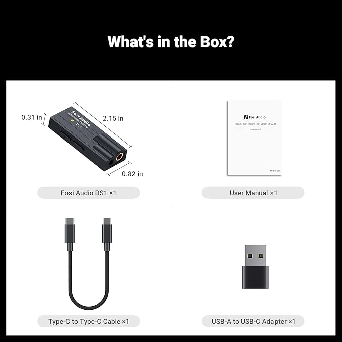 Fosi Audio DS1 USB C DAC Headphone Amp DSD512 ES9038Q2M HiFi Mini Audio Adapter - Image 7