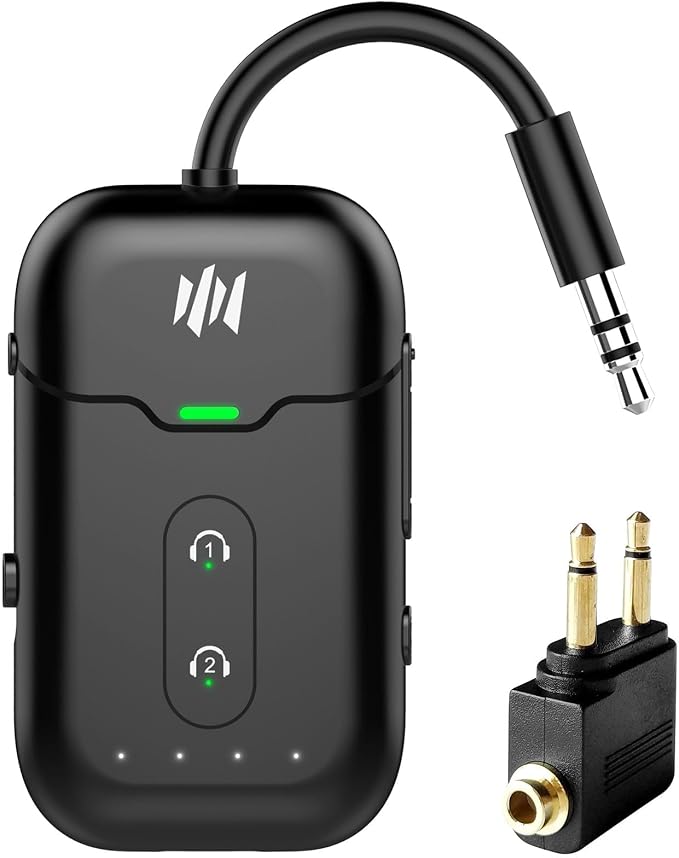 Airplane Bluetooth 5.4 Transmitter Adapter, Supports 2 AirPods/Headphones by Beeitzie