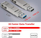 MOSDART 64GB USB3.1 Fast Speed C and A Dual Flash Drive, exFAT Memory Stick - Image 2