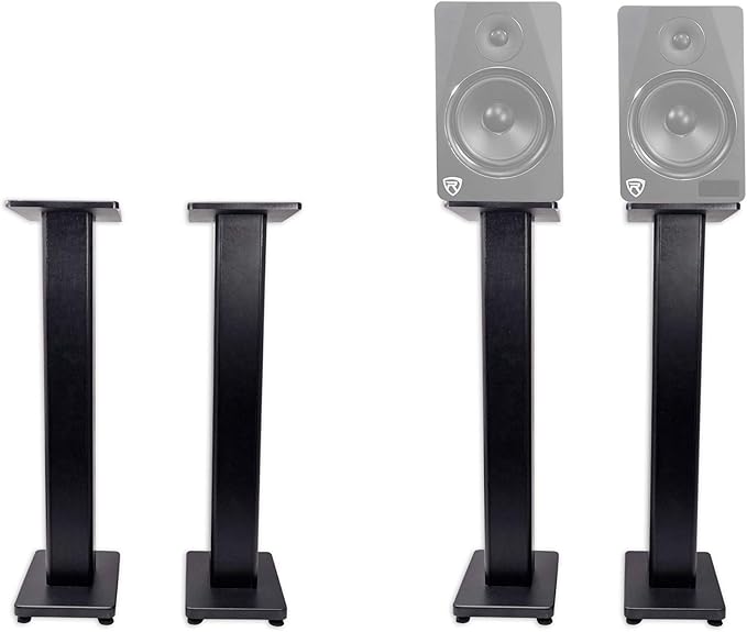 Rockville Pair RHTSB 36 Inch Bookshelf Speaker Stands, High-Performance Wood - Image 3