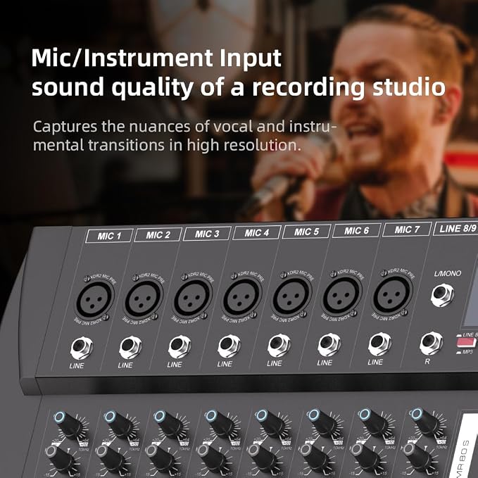 G-MARK MR80S Audio Mixer Interface USB Bluetooth Mixing Console 8 Channel 48V - Image 8