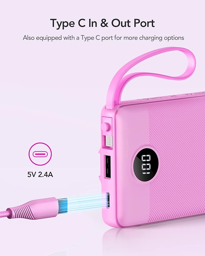 VRURC Portable Charger 10000mAh, Travel Essentials Battery Pack, 5 Output 2 - Image 3
