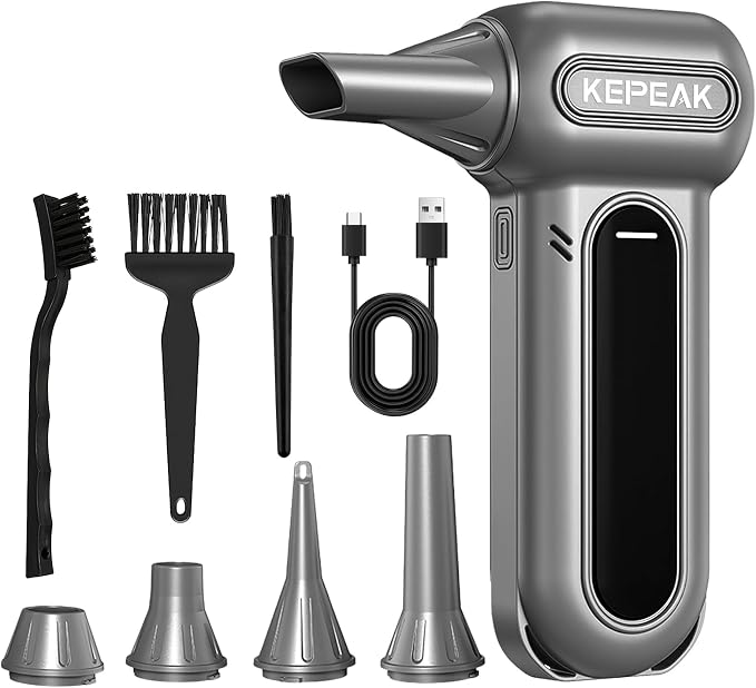 KEPEAK Electric Compressed Air Duster, 130000RPM Cordless Rechargeable Air by KEPEAK