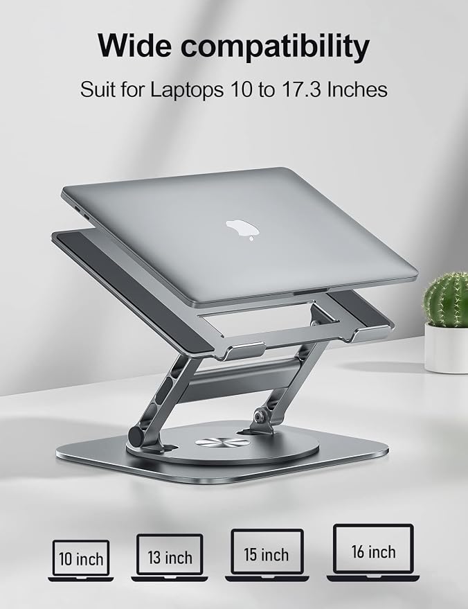 Laptop Stand, 360 Swivel Aluminum Computer Stand Ergonomic Laptop Riser - Image 4