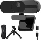 4K Webcam with Speaker and 4 AI Noise-Cancelling Mics, Wide Angle PC Cameras by SAYLAS