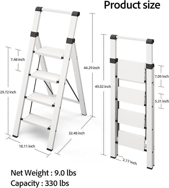 Taranta 4 Step Ladder, Lightweight Aluminum Step Stool - Image 6