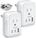 2 Pack European Travel Plug Adapter, VINTAR Foldable International Power Adapter by VINTAR