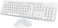 Wireless Keyboard Mouse Combo, 104 Keys Cute White Keyboard by Kootop
