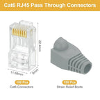 MECCANIXITY 100pcs Cat6 RJ45 Pass Through Connectors, RJ45 Connector 8P8C Gold - Image 2
