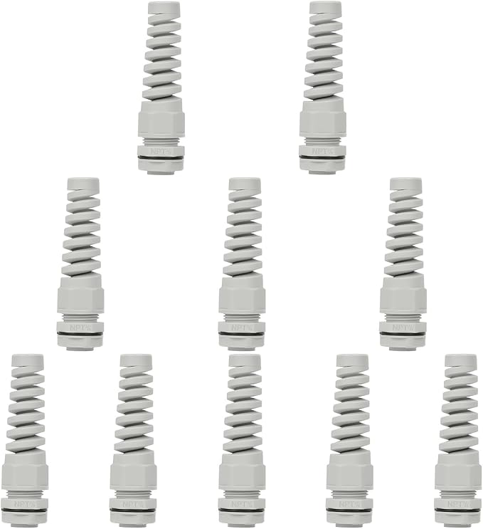 LeMotech 10Pcs NPT 3/8" IP68 Waterproof Cable Gland Flex Spiral Strain Relief by LeMotech