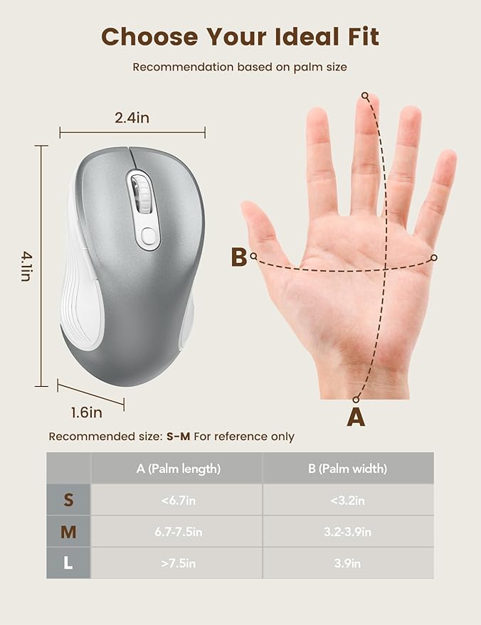 WisFox 2.4G Wireless Mouse for Laptop, Ergonomic Computer Mouse - Image 8