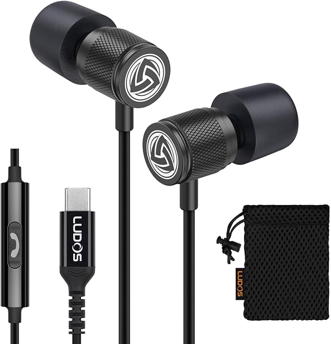 LUDOS Ultra USB C Headphones for iPhone 16 15 Pro Max Plus iPad Pro, 5 Years by Ludos
