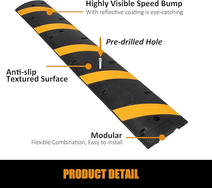 Garvee Speed Bump, 2 Pack 6 ft Rubber Speed Bumps - Image 4