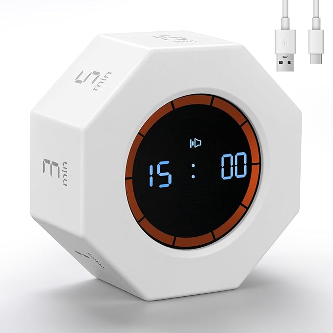 Rechargeable Pomodoro Timer, 8-Angle Auto-Rotating Screen by Unknown