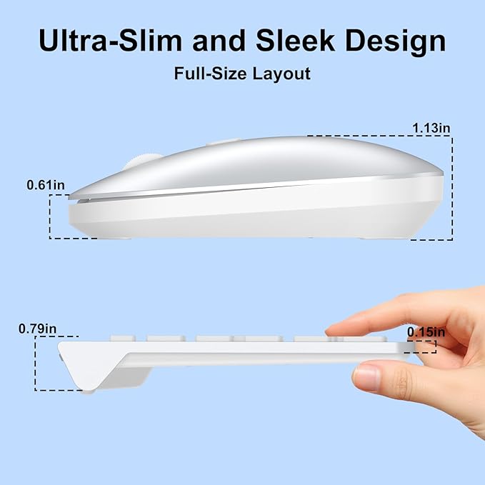 Wireless Keyboard and Mouse Combo, Ultra Slim Design Full Size Keyboard and 3 - Image 3