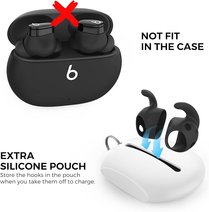 AhaStyle 3 Pairs Beats Studio Buds Ear Hooks Anti-Slip Ear Covers Silicone - Image 3