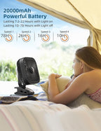 SLENPET 20000mAh Rechargeable Portable Clip on Fan, Last 78 hrs, 4 Speeds - Image 2