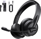 Wireless Headset with Mic for Work with AI Noise Cancelling Mic for Clear Calls by Masajoy