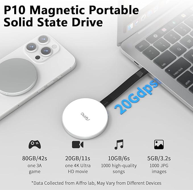 P10 Magnetic PSSD 2TB，for iPhone MagSafe Portable SSD, Upto 2000MB/s-Type-C - Image 4