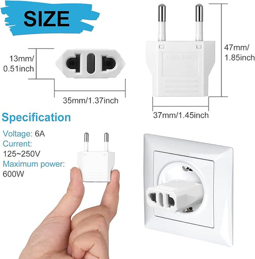 12 Pack White US to Europe Travel Adapter - Image 2