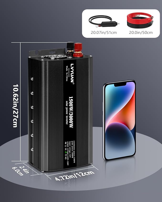 LVYUAN 1500W Inverter Car Power Inverter 12V to 110V - Image 6