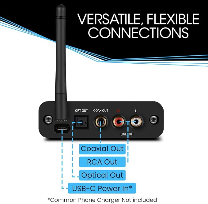 B2 aptX HD, LDAC Hi-Fi Bluetooth 5.1 Audio Receiver, Analog Stereo RCA Output - Image 7