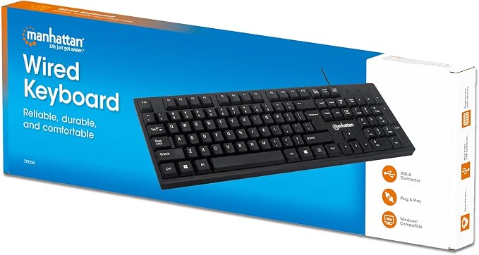 Manhattan Wired Computer Keyboard – Basic Black Keyboard - - Image 9