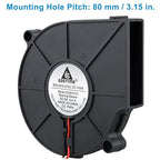 GDSTIME 75mm USB Fan, 75mm x 15mm Blower Fan, 5V DC Brushless Cooling Fan - Image 2