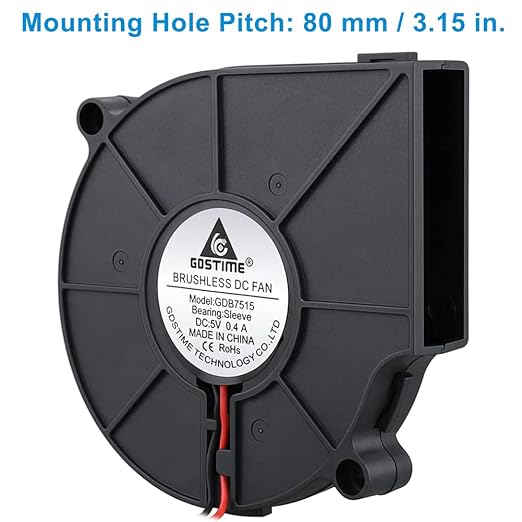GDSTIME 75mm USB Fan, 75mm x 15mm Blower Fan, 5V DC Brushless Cooling Fan - Image 2