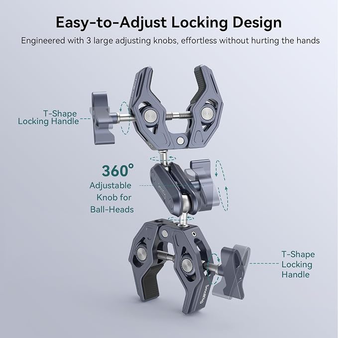 SMALLRIG Double Clamp Mount, Umbrella Clamp, Super Clamp Arm, - Image 7
