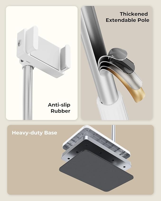 Extended Tablet Floor Stand, 360 Rotating Adjustable iPad Floor Holder - Image 6