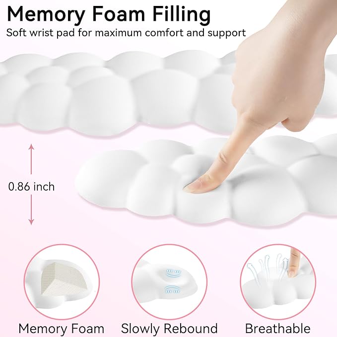 Cloud Wrist Rest for Computer Keyboard, 4-in-1 Memory Foam Leather Cloud - Image 4
