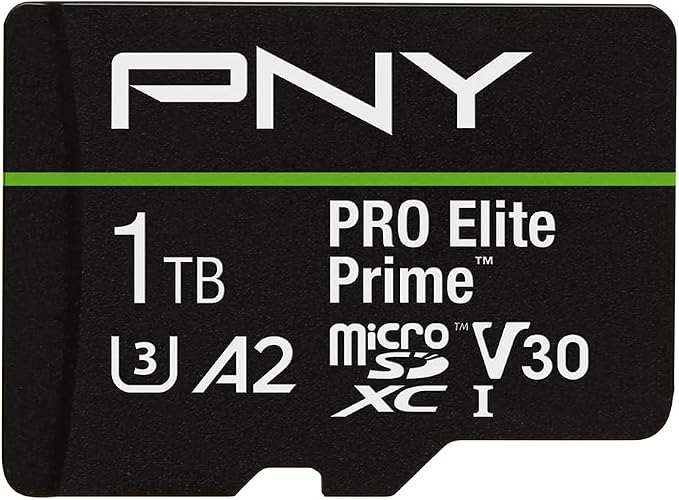 PNY 1TB PRO Elite Prime C10 U3 V30 A2 microSDXC Flash Memory Card – Ultra-Fast by PNY