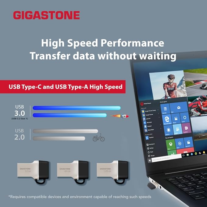 GIGASTONE 32GB Nano Luxus Dual Drive, Z50 USB 3.2 Gen 1, 2-in-1 USB-A & Type-C - Image 3