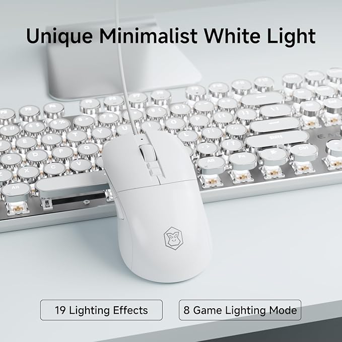 EWEADN Wired Typewriter Keyboard and Mouse Combo, Typewriter Style Mechanical - Image 3