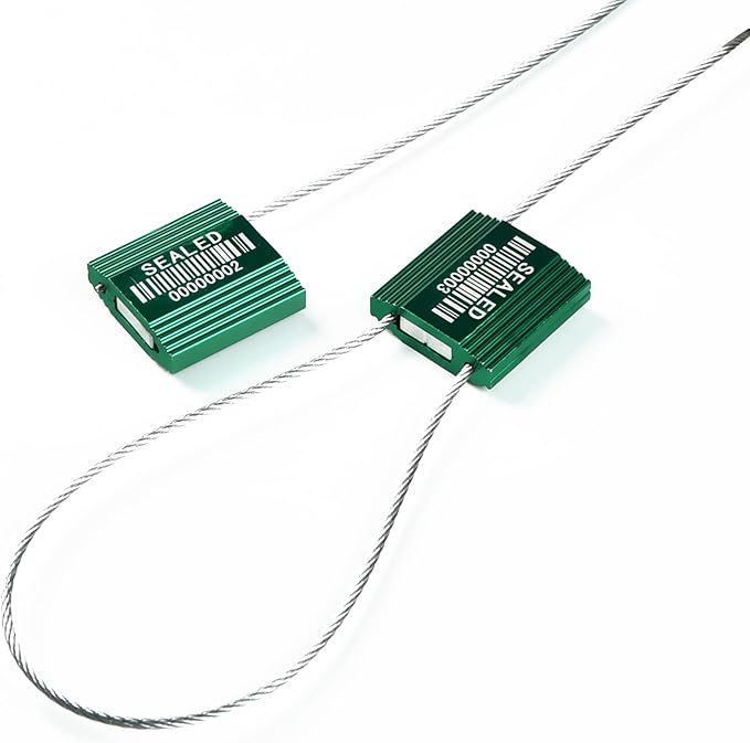 100 Green Steel Cable Seals by LeadSeals